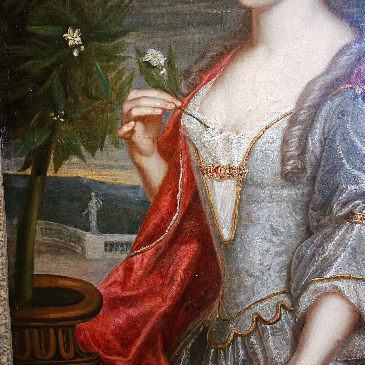 Portrait d'Une Femme à La Fleur d'Oranger Epoque Régence-photo-3