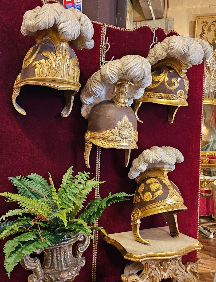 Set Of Four 20th Century Helmets-photo-2