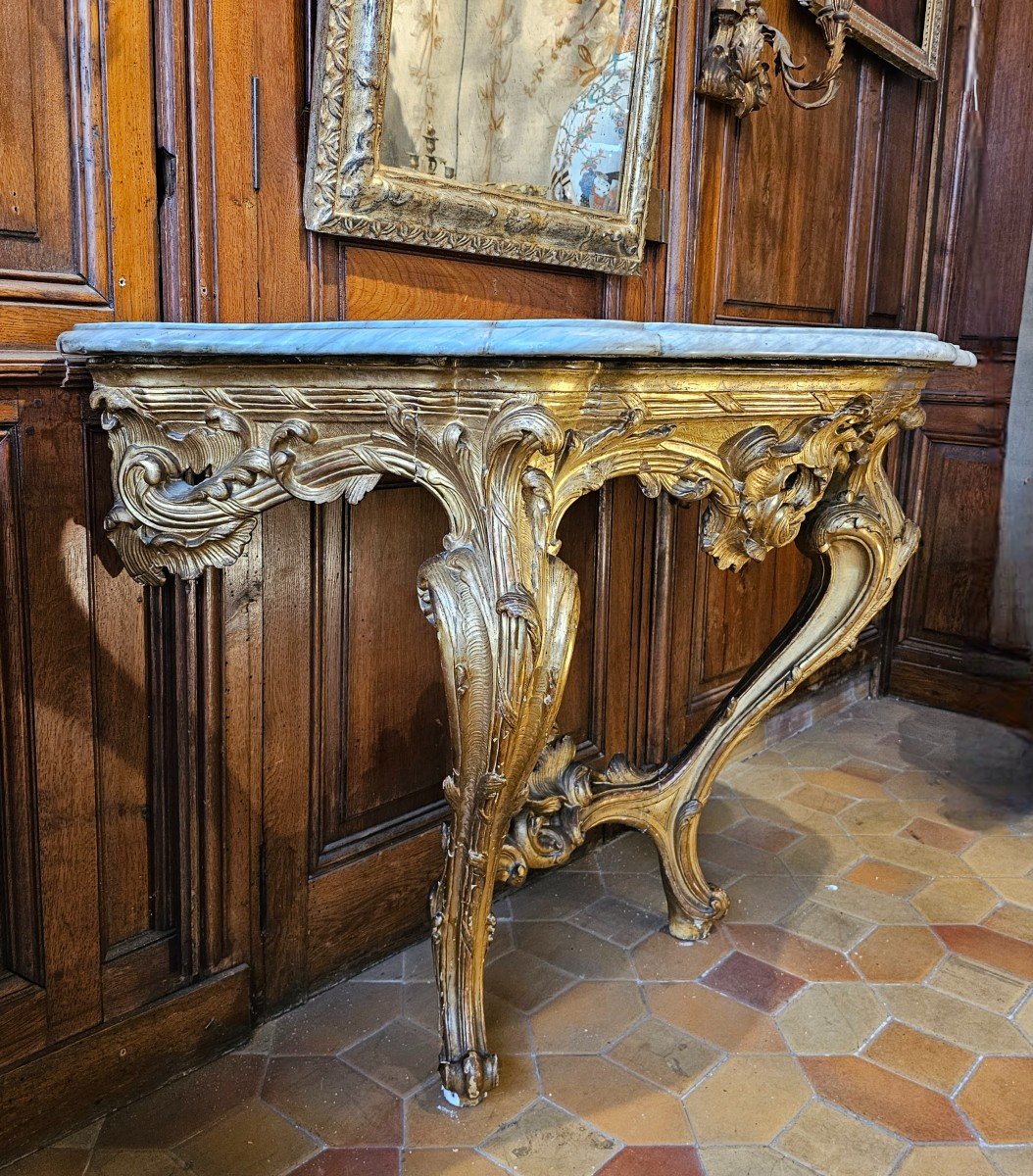 Console En Bois Doré Du XVIIIème Siècle-photo-4