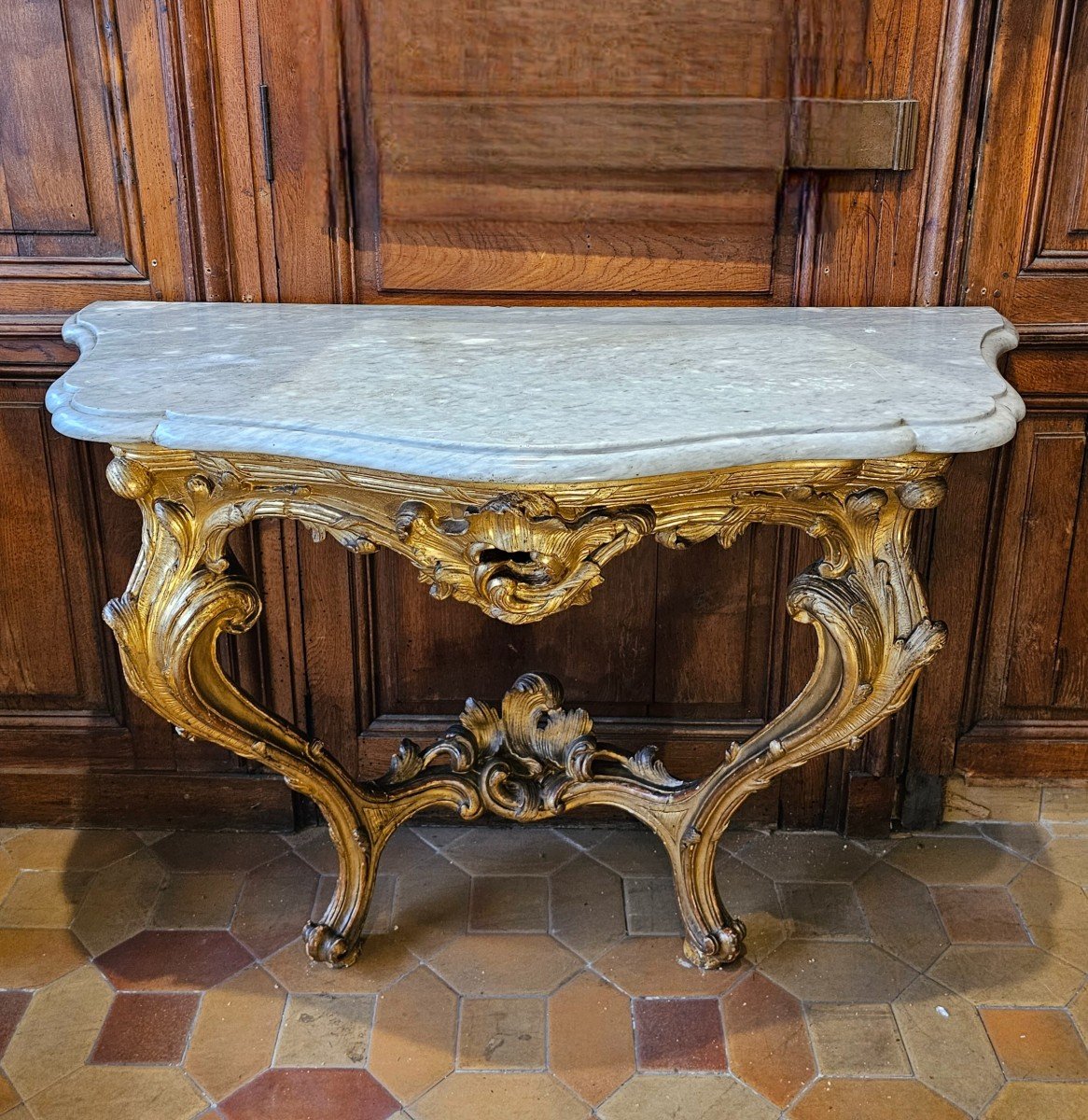 Console En Bois Doré Du XVIIIème Siècle-photo-1