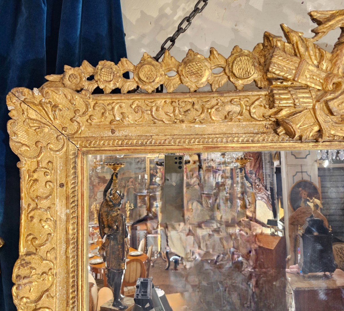 Louis XV Period Gilded Wood Mirror-photo-3