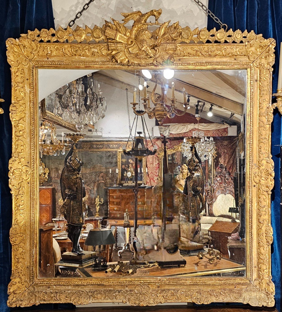 Louis XV Period Gilded Wood Mirror