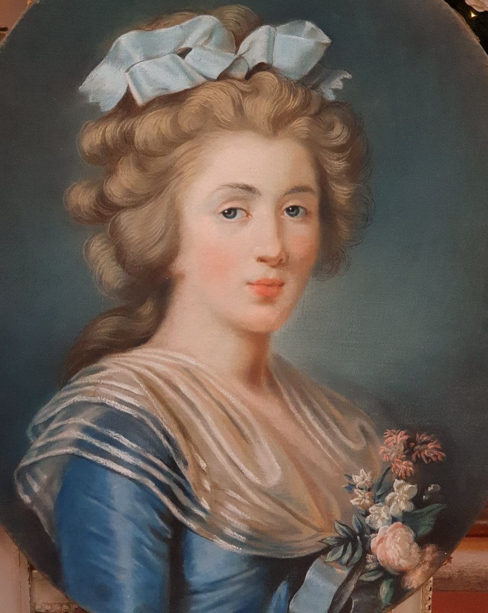 Pastel d'Une Jeune Femme Epoque Louis XVI-photo-3