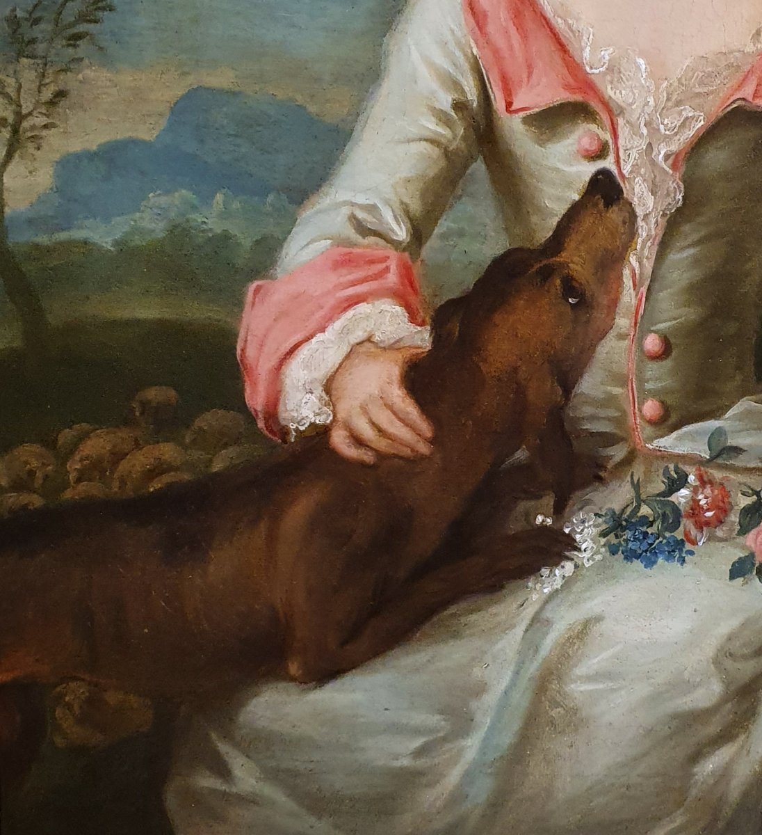 Portrait Of A Young Shepherdess Louis XV Period-photo-3