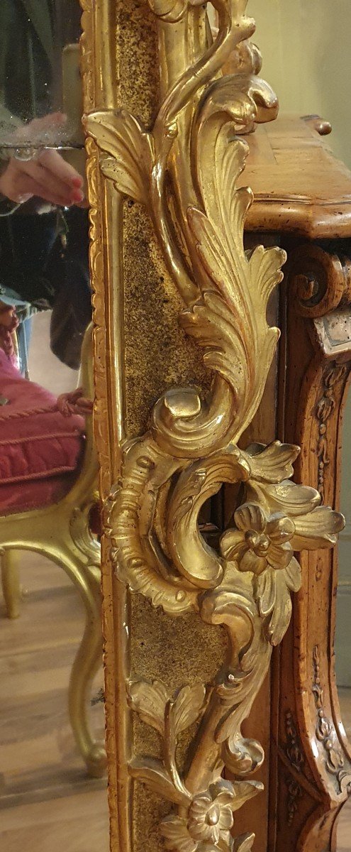 Grand Miroir En Bois Doré d'Epoque Louis XV-photo-2