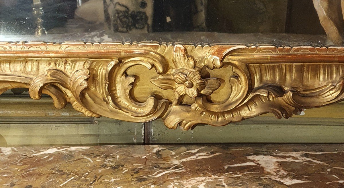 Grand Miroir En Bois Doré d'Epoque Louis XV-photo-3