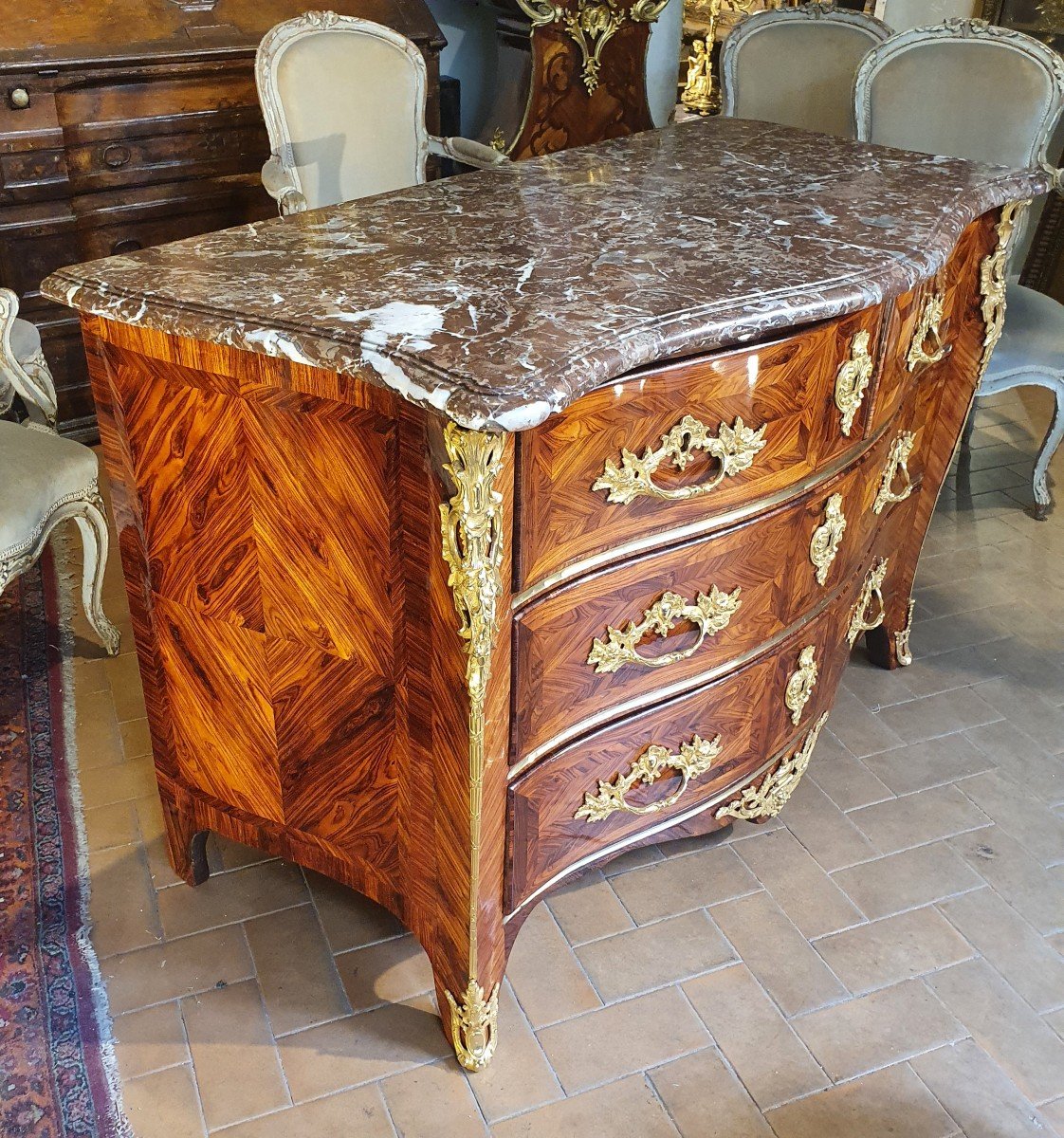 Curved Chest Of Drawers Louis XV Period-photo-2