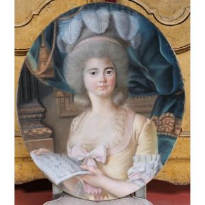Pastel Of Young Woman Louis XVI Period