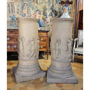 Pair Of Terracotta Columns Early 20th Century