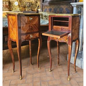 Rare Pair Of Furniture Called "jewelry Cabinets" Louis XV Period