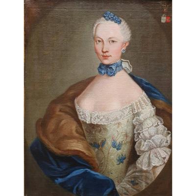 Portrait De  Marie Josephine Barbe Claire De La Mock Epoque Louis XV