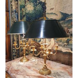 Paire De Lampes Bouillotte De Style Louis XVI