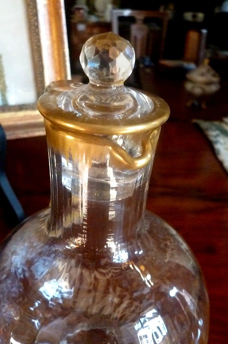 Crystal And Gilding Decanter End XIX E-photo-2