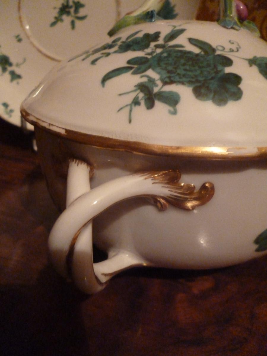 Important Bouillon Bowl XVIII E Century Meissen Time-photo-3