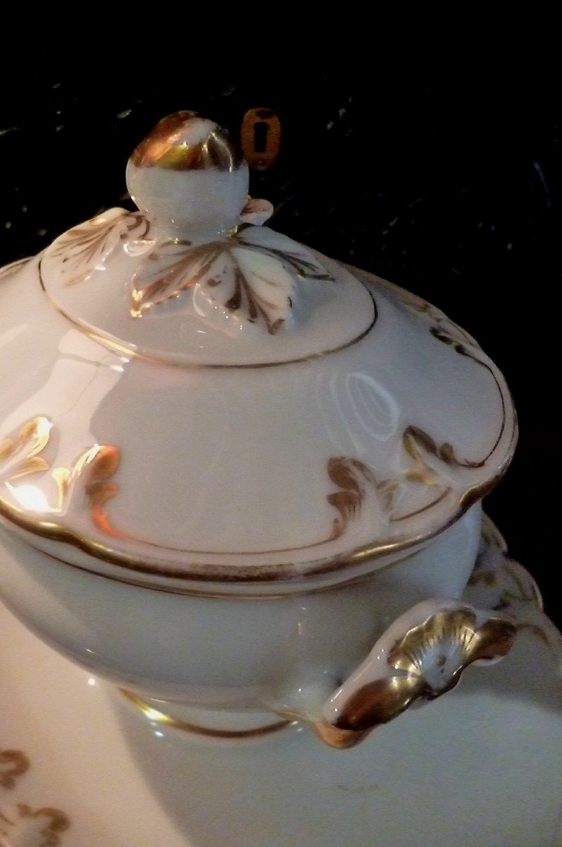 Paris Porcelain Sugar Bowl With Its Sprinkler Spoon, Louis Philippe Period -photo-3