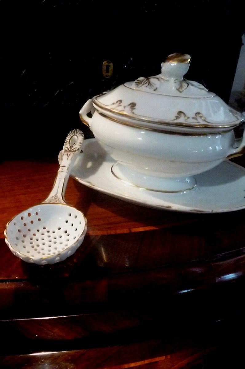 Paris Porcelain Sugar Bowl With Its Sprinkler Spoon, Louis Philippe Period -photo-5