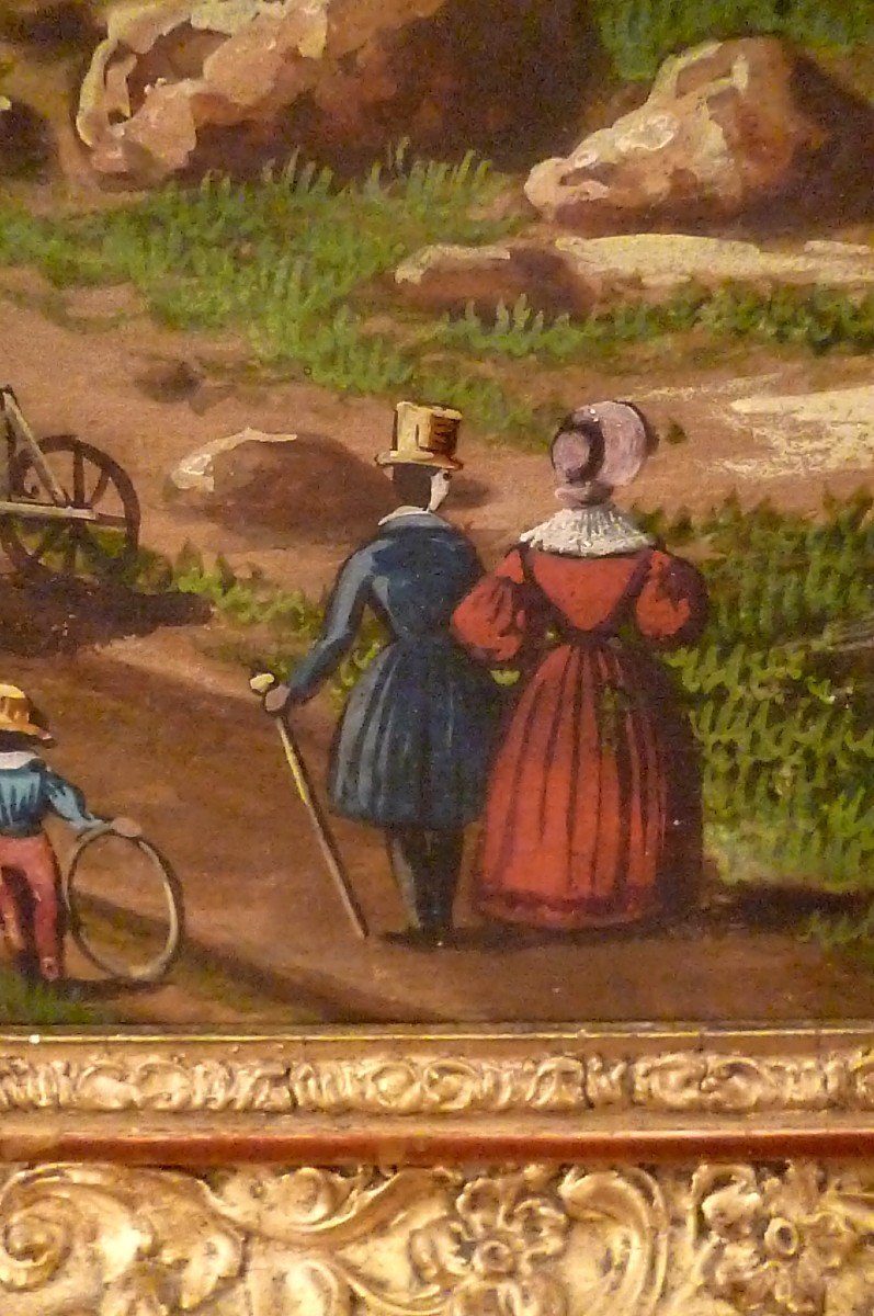 Large Gouache "the Harvest" Romantic Period 1820/1830-photo-4