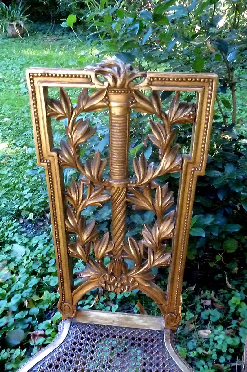 Pair Of Period N III Chairs In Gilded Wood -photo-2