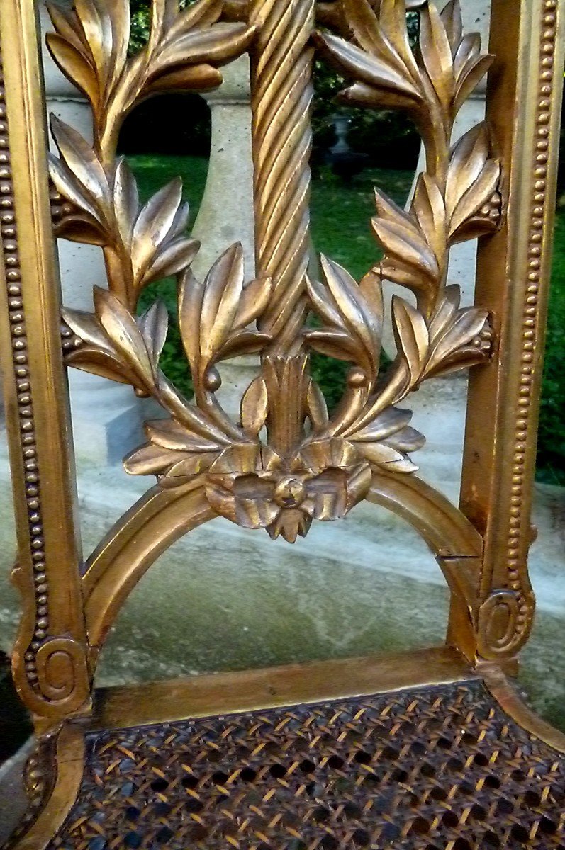 Pair Of Period N III Chairs In Gilded Wood -photo-3