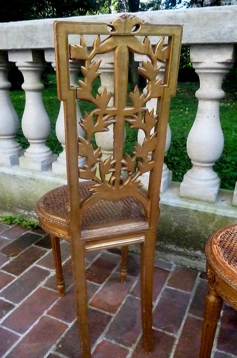 Pair Of Period N III Chairs In Gilded Wood -photo-1