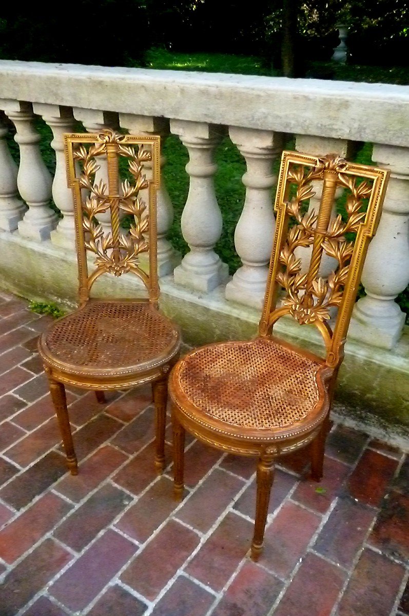 Pair Of Period N III Chairs In Gilded Wood -photo-4