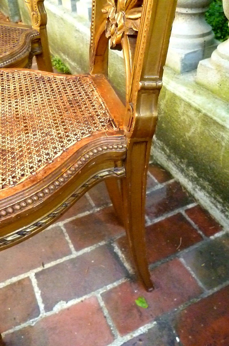 Pair Of Period N III Chairs In Gilded Wood -photo-6