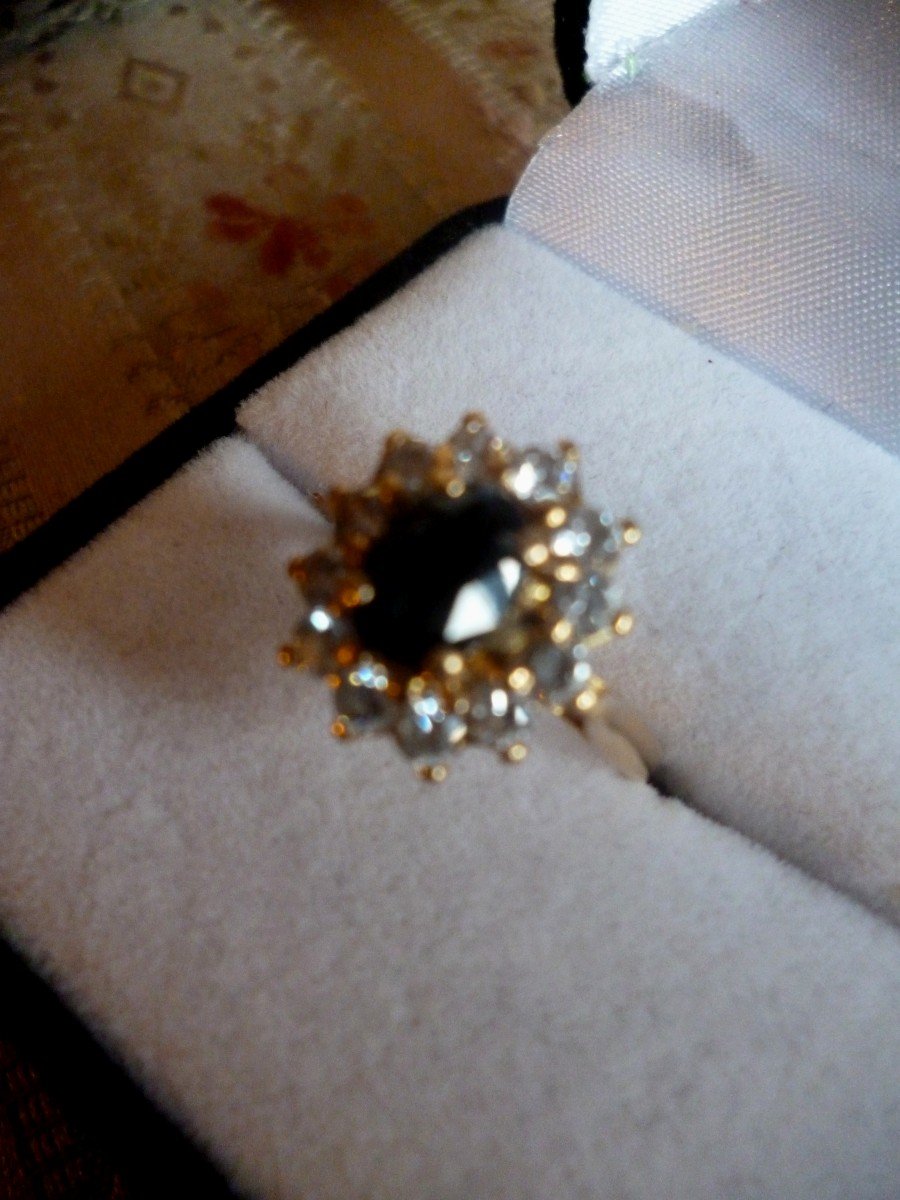 Gold Sapphire Diamond Ring -photo-3