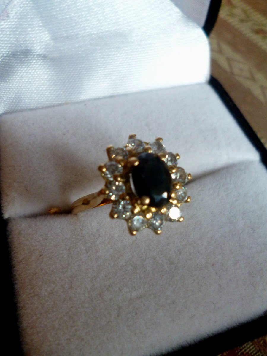 Gold Sapphire Diamond Ring -photo-4