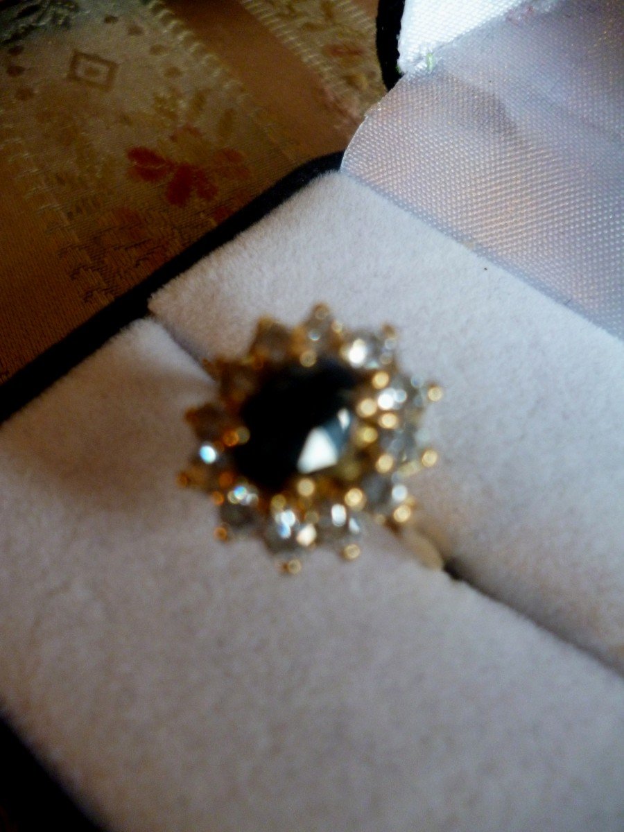 Gold Sapphire Diamond Ring -photo-2