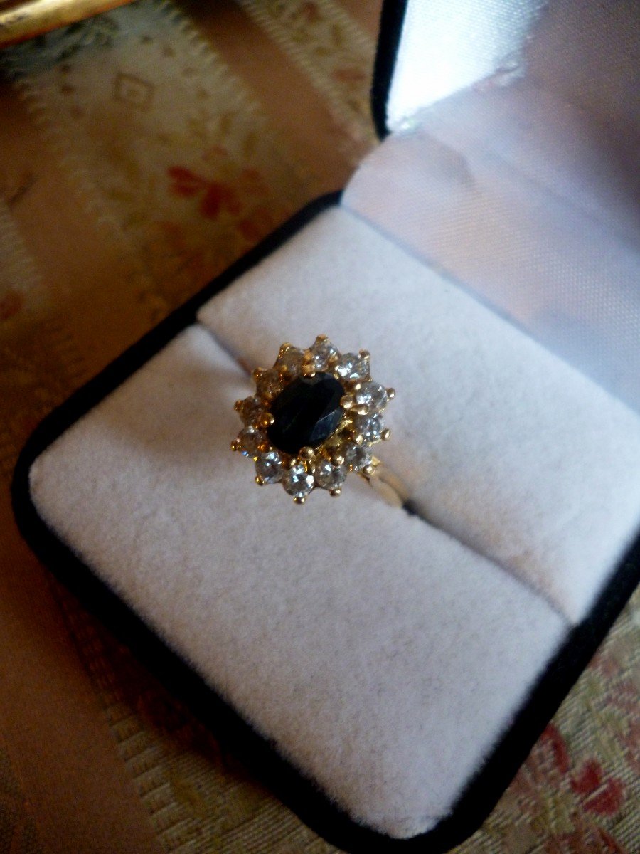 Gold Sapphire Diamond Ring -photo-3