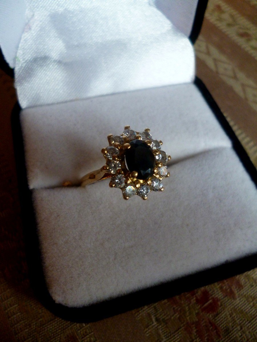 Gold Sapphire Diamond Ring -photo-5