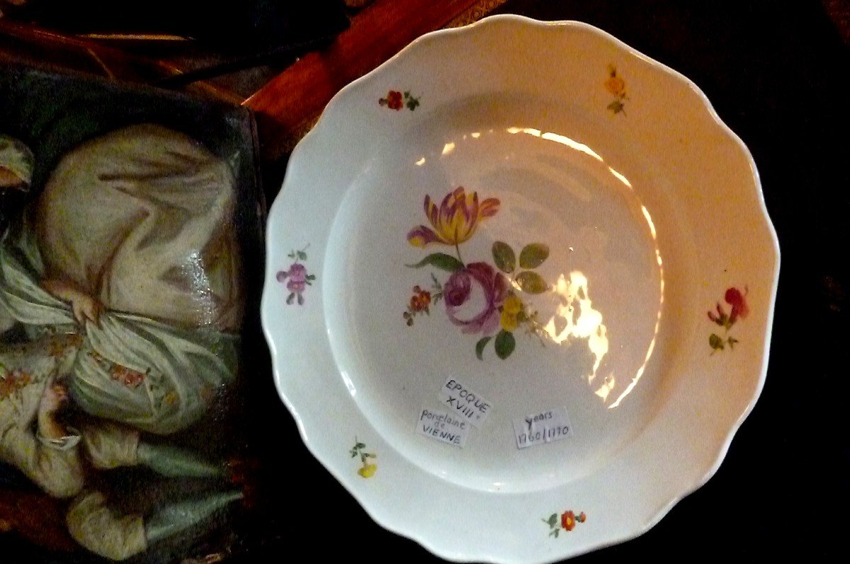 Plat En Porcelaine De Vienne époque XVIII E-photo-6