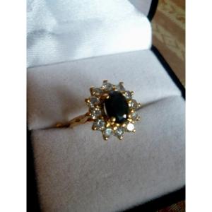 Bague  Or   Saphir  Diamants 