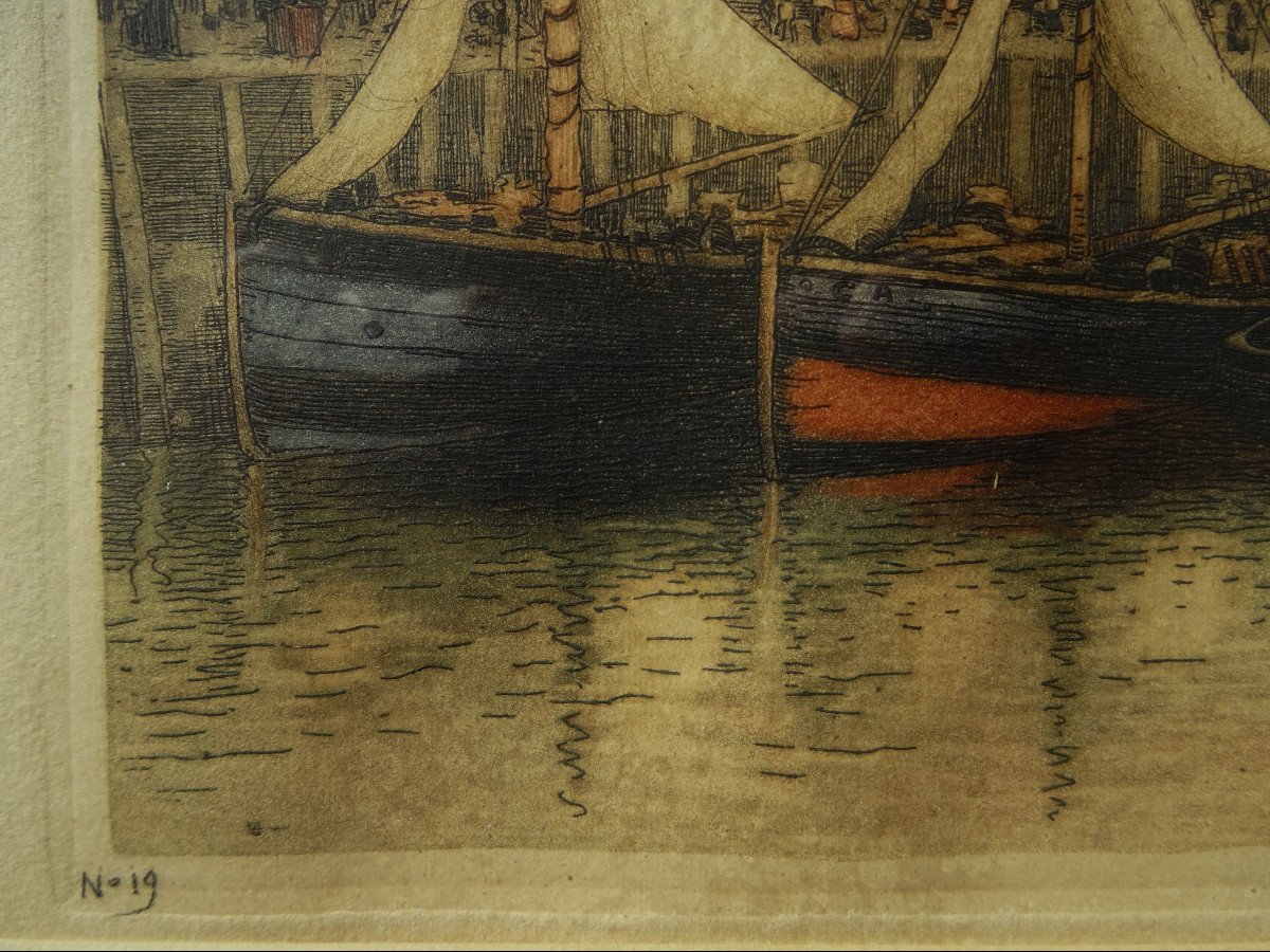 Georges Charpentier ( 1846-1925) " Quai du port de Dieppe ou La Rochelle, v.1900 " Ernest Chevalier, Henri Callot, Balande, Lessieux...-photo-3
