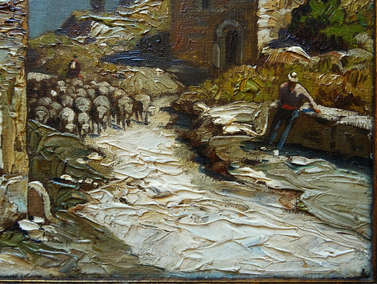 Gustave Vidal (1895-1966) "transhumance Of Sheep In Provence" Provençal Painter, Avignon,-photo-1