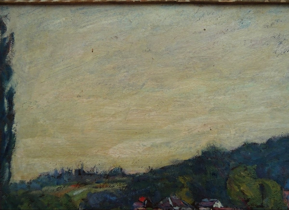 Louis Le Bail (1866–1942) "Les meules de foin effet du soir " Post-impressionniste fauve, Mayenne, Normandie, Cézanne...-photo-2