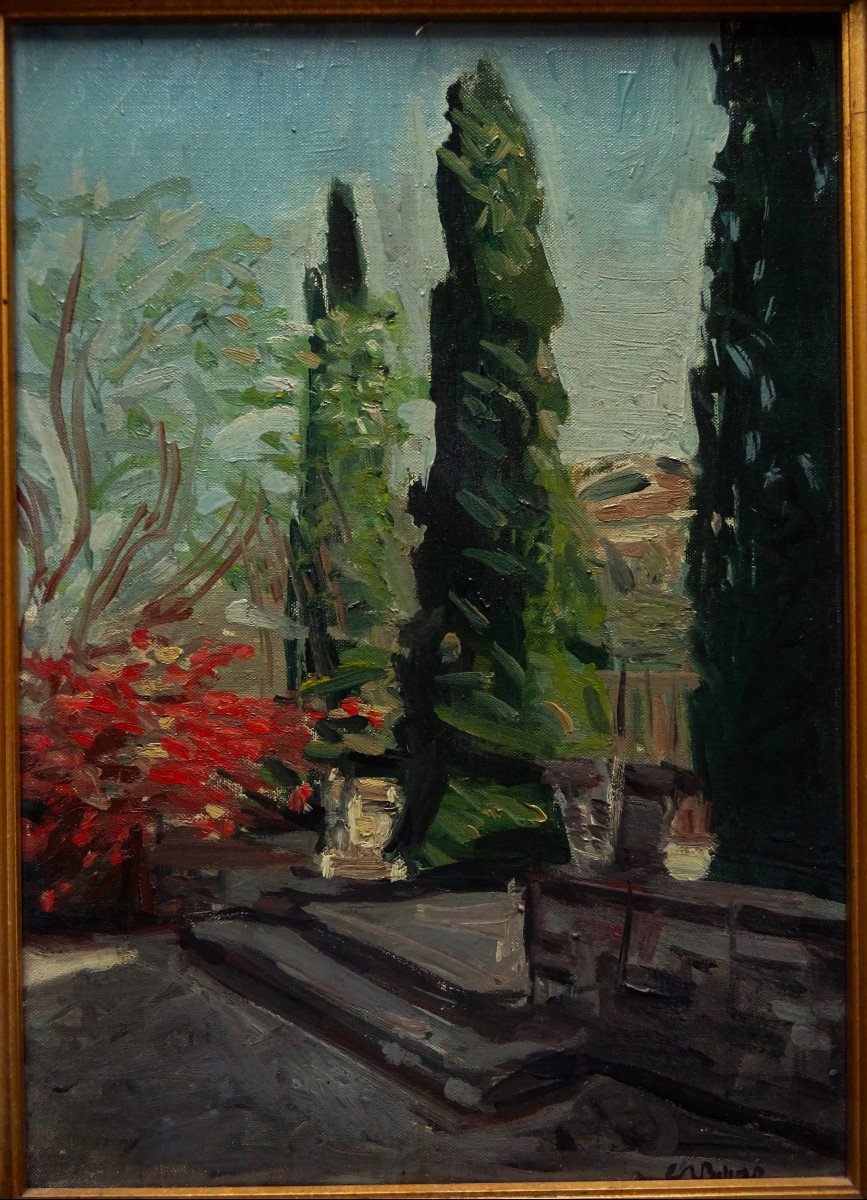 Colette Beleys ( 1911-1998) "Paysage provençal " Ecole de Montparnasse, Art Naïf, Jean Lasne, Lucien Simon, Rohner, Fontanarosa-photo-2