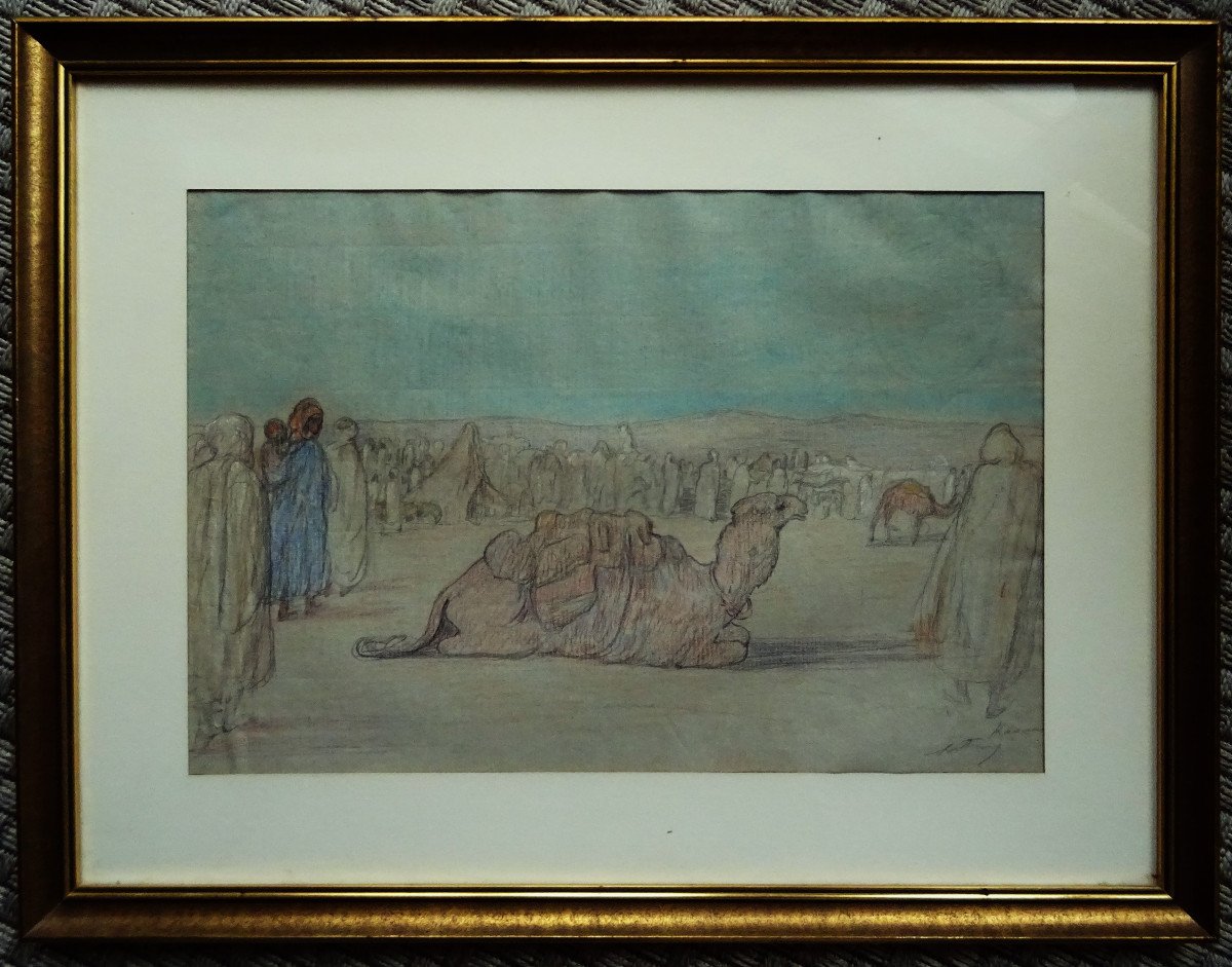  Léon Detroy (1859-1955) "Place du marché à Kairouan, Tunisie 1913/19 " Ecole de Crozant, Orientaliste, Guillaumin, Creuse...