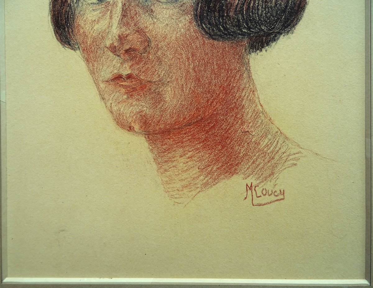 Marcel Couci dit Coucy (1885-1964) "Portrait d'élégante Art Déco 1925 + lettre autographe" Ecole de Crozant, Detroy, Helleu...-photo-1