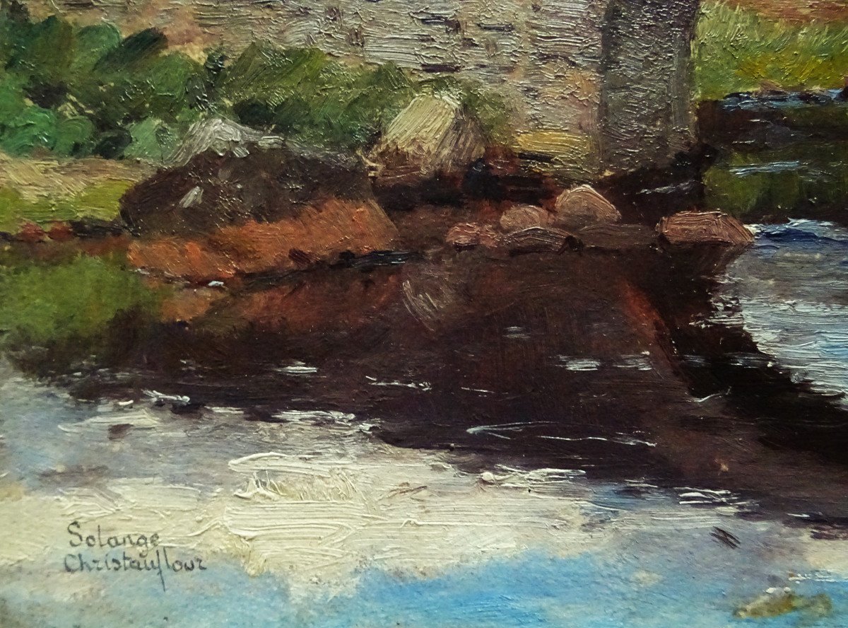 Solange Christauflour (1899-1952) "roman Bridge In Corrèze" School Of Crozant, Niece And Student D-photo-2