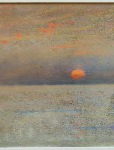 Emile Clavel (1848-1932) “sunset” + André Simon “etretat 1905”. Norman School, I-photo-1