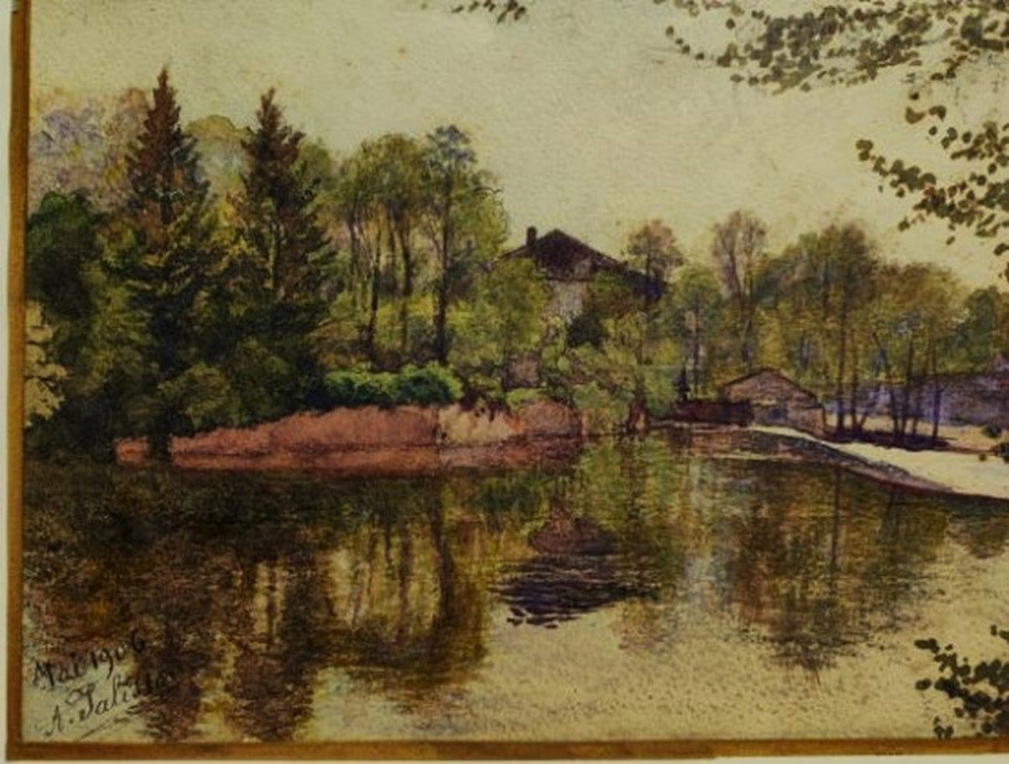 Adrien Palisson (1841-?) "bord De Vienne 1906, Limoges, Condat..." Limousin Painter, Musée L-photo-1