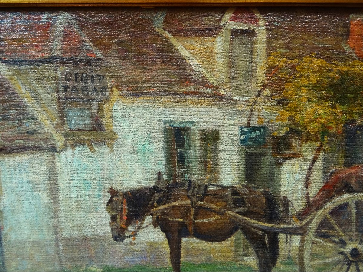 Fernand Maillaud (1863-1948) "Débit de tabac en Berry 1902 " Ecole de Crozant, Rollinat, Cheval-photo-4