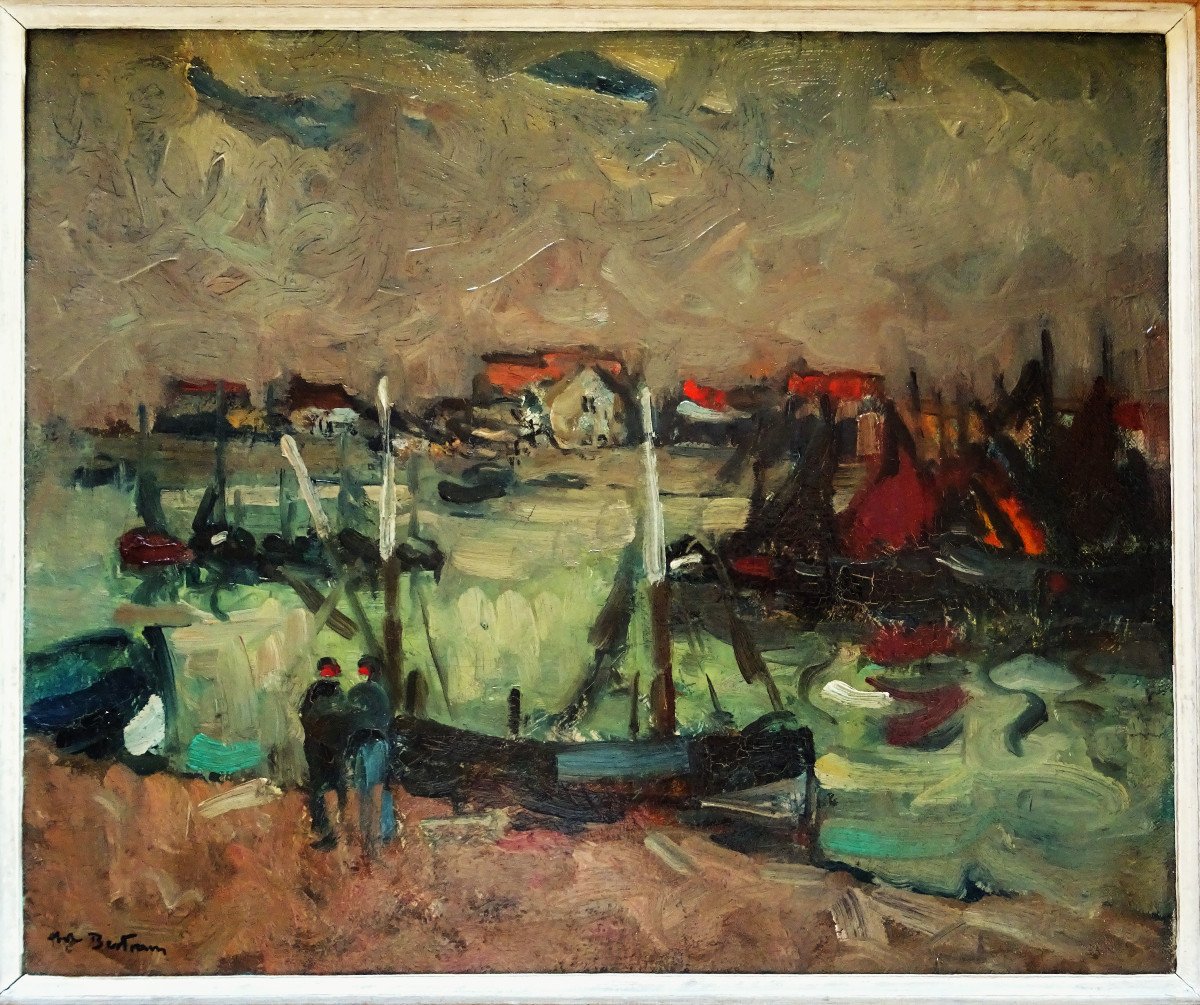 Abel Bertram (1871-1954) "busy Port In Brittany" Loguivy, Guilvinec, Fauve Breton, St Omer-photo-2