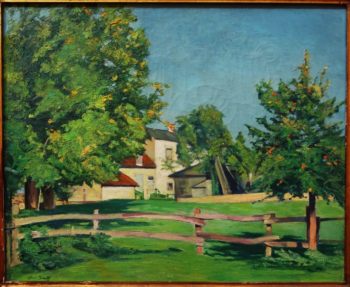 Alfred Smith (1864-1936) "farm In Crozant 1935" Painting Exhibited In Bordeaux With A. Roll, Alluaud-photo-2