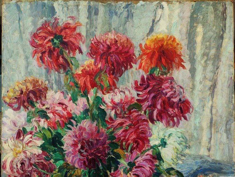 Marcel Couci dit Coucy (1885-1964) Grands dahlias c.1920. Ecole de Crozant, Detroy, Gargilesse-photo-2