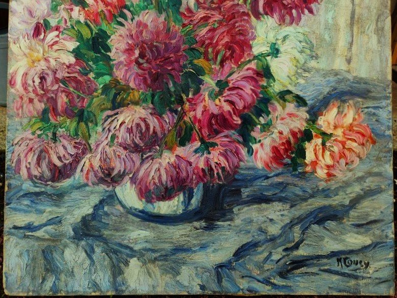 Marcel Couci dit Coucy (1885-1964) Grands dahlias c.1920. Ecole de Crozant, Detroy, Gargilesse-photo-4