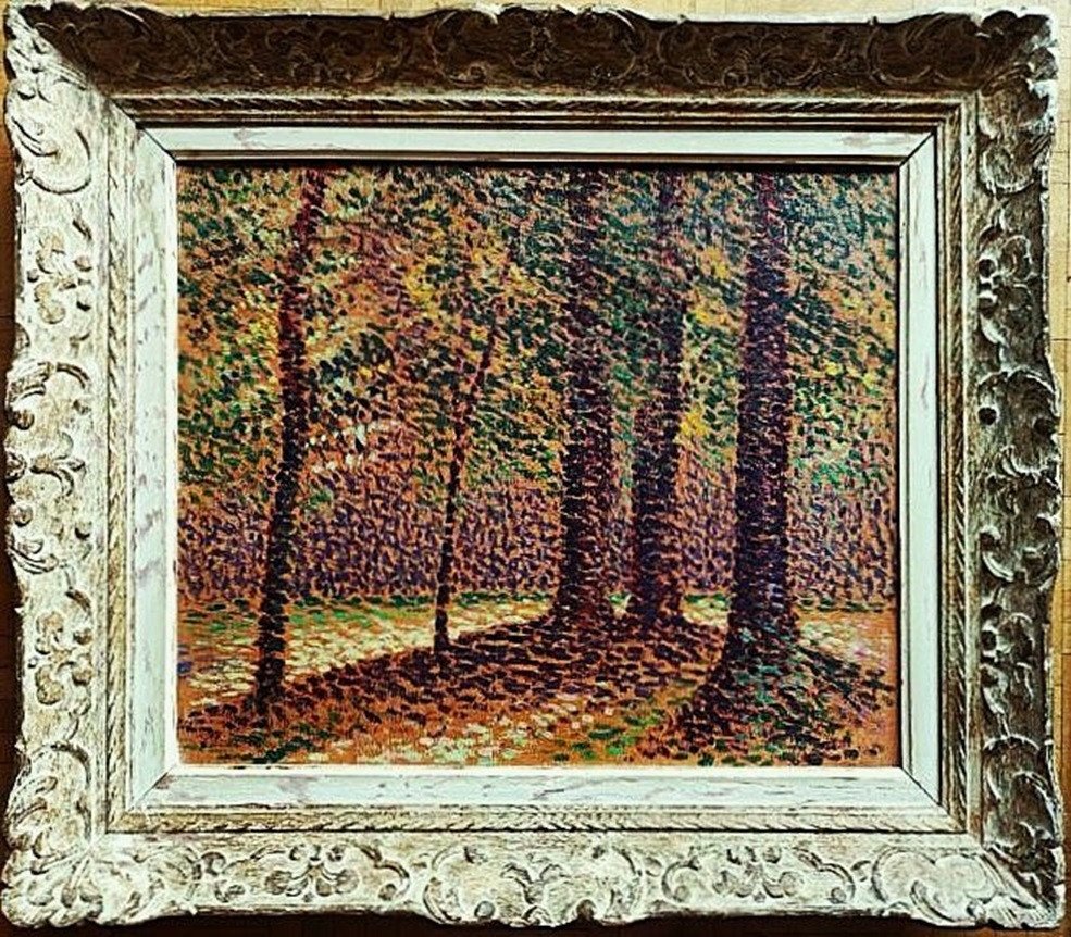 Ernest L. Bonnotte (1873-1954) Dotted Undergrowth. Pointillism Burgundy, Dubois-pillet Hayet-photo-2