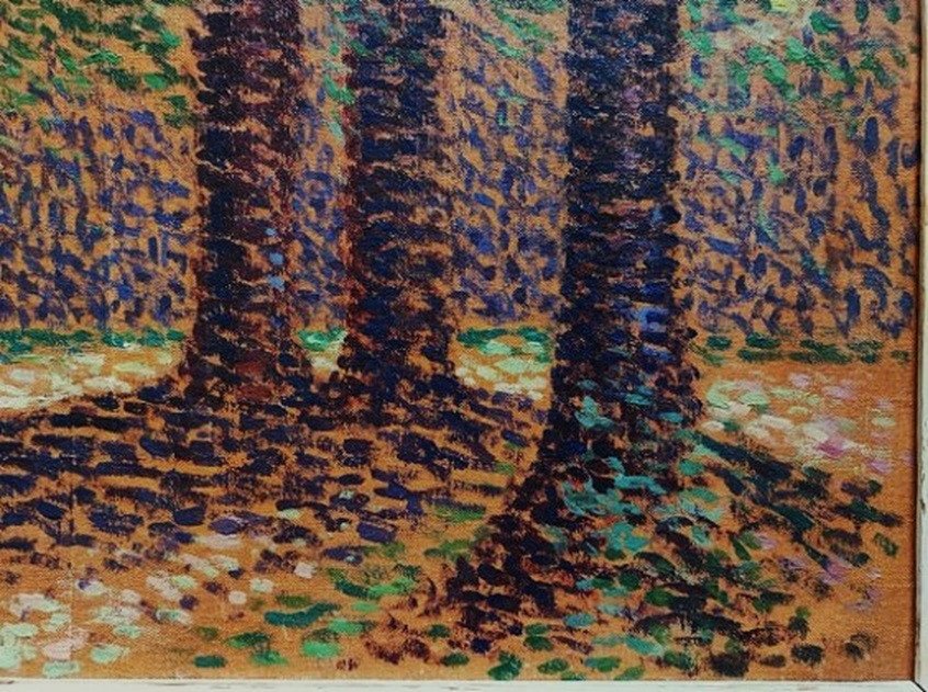 Ernest L. Bonnotte (1873-1954) Sous-bois pointillé. Pointillisme Bourgogne, Dubois-Pillet Hayet-photo-2