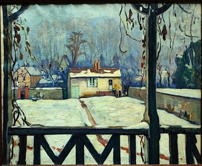 René Juste ( 1868-1954) Jardin sous la neige. Ecole de Crozant, Guillaumin Creuse Detroy Joseph-photo-2